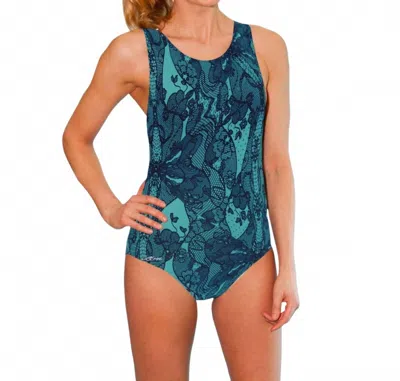 Dolfin Moderate Lap One Piece - Plus In Lacey Teal In Blue