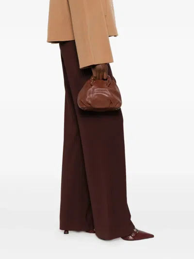 Hereu Braided Handle Shoulder Bag With Long Strap In Brown