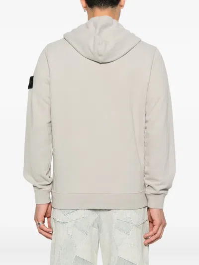 Stone Island Relaxed Fit Cotton Hoodie With Distinctive Compass Patch In Gray