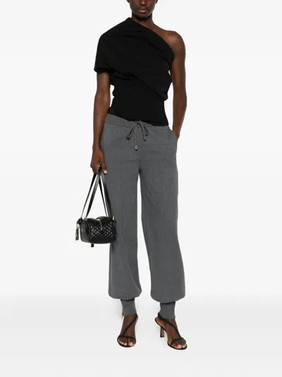 Tom Ford Tapered Leg Trousers With Adjustable Drawstring And Elasticized Cuffs In Gray
