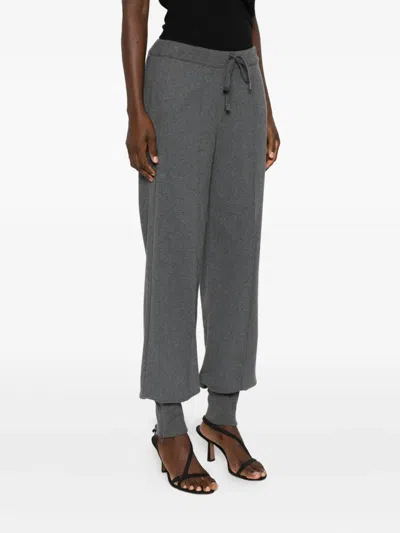 Tom Ford Tapered Leg Trousers With Adjustable Drawstring And Elasticized Cuffs In Gray