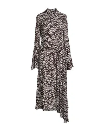 Msgm Woman Maxi Dress Dark Brown Size 10 Viscose, Polyester In Multi