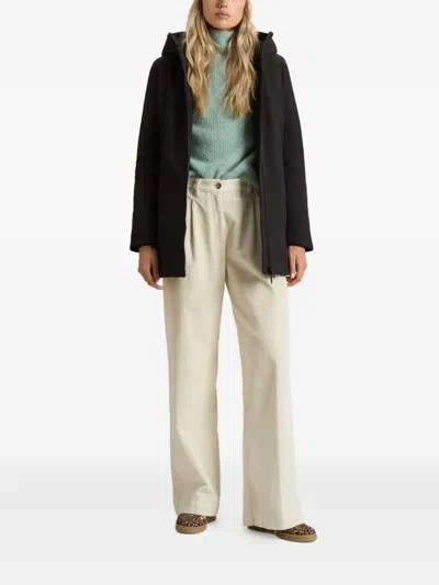 Woolrich Hooded Long Sleeve Parka With Side Pockets In Brown