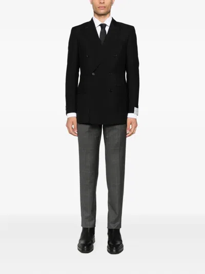 Caruso Double-breasted Blazer In Black
