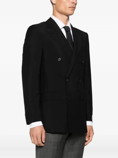 Caruso Double-breasted Blazer In Black