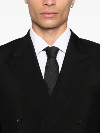 Caruso Double-breasted Blazer In Black