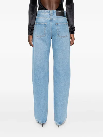 Mugler Lace-up Detail Denim Trousers With Back Pockets In Blue