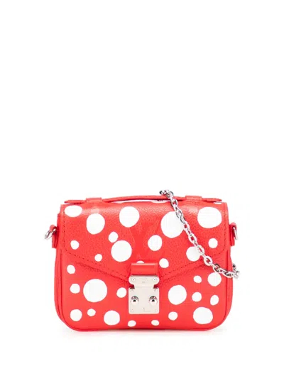 Pre-owned Louis Vuitton 2021-2025 Yayoi Kusama Monogram Empreinte Infinity Dots Micro Metis Satchel In Red