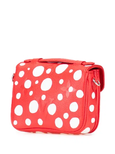 Pre-owned Louis Vuitton 2021-2025 Yayoi Kusama Monogram Empreinte Infinity Dots Micro Metis Satchel In Red