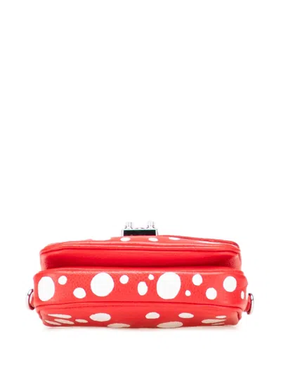 Pre-owned Louis Vuitton 2021-2025 Yayoi Kusama Monogram Empreinte Infinity Dots Micro Metis Satchel In Red