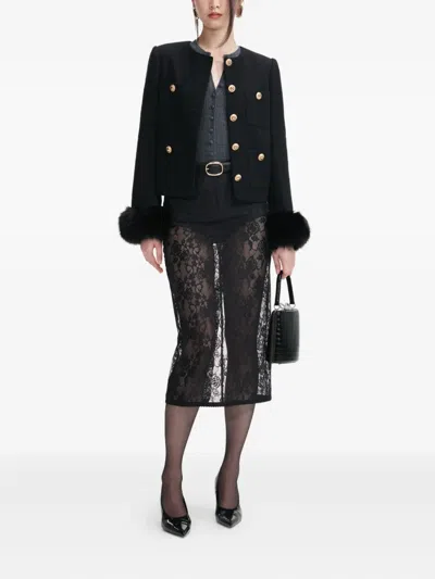 Self-portrait Knit Cardigan In Black