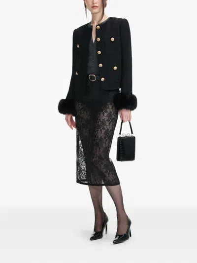 Self-portrait Knit Cardigan In Black