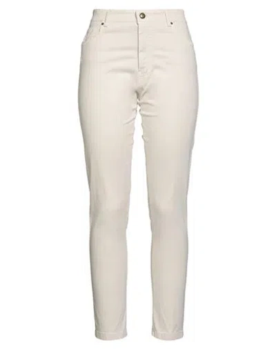 Berwich Woman Pants White Size 4 Cotton, Elastane In White