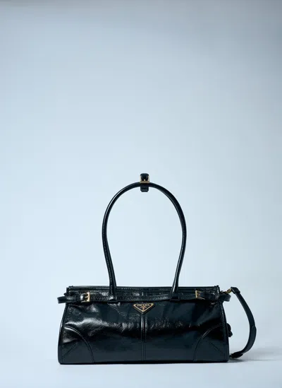 Prada Medium Leather Handbag In Black