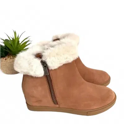 Paolo Flossie Wedge Suede Bootie In Tan In Multi