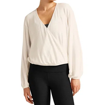 Beyond Yoga Wrapped Up Pullover Top In Snow In White