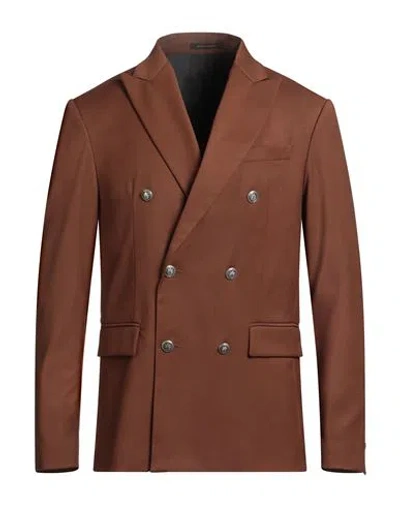 Officina 36 Man Blazer Chocolate Brown Size 38 Polyester, Viscose, Elastane In Brown