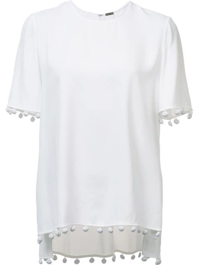 Adam Lippes Woman Embellished Pleated Crepe Top White In Nocolor