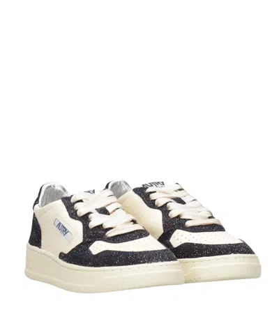 Autry Sparkling Low Top Sneakers With Perforated Toe In Neutral