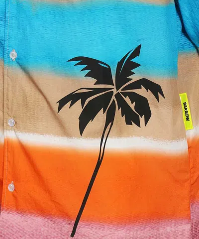 Barrow Multicoloured Bowling Shirt With Logo And Palm Trees In Black