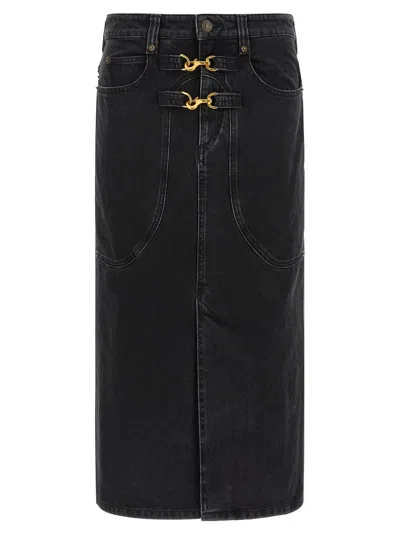 Isabel Marant 'pavina' Denim Midi Skirt In Black
