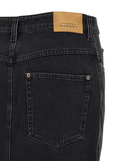 Isabel Marant 'pavina' Denim Midi Skirt In Black