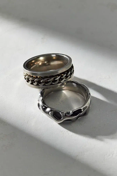 Urban Outfitters Ezra Waterproof Ring Set In Silver, Men's At  In Metallic