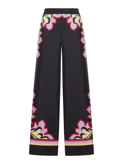 La Doublej La Double J Silk Twill Palazzo Pants With Relaxed Leg Design In Multi
