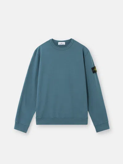 Stone Island Regular-fit Crewneck Sweatshirt With Ribbed Inserts In Blue