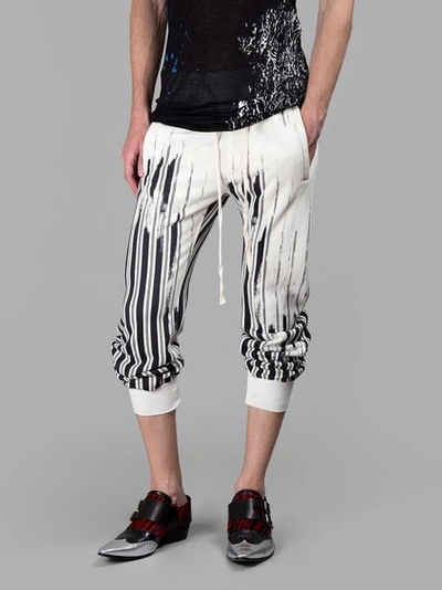 Haider Ackermann Black/white Cropped Striped Trousers In White/black