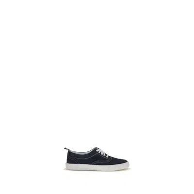Thom Browne Navy Calf Suede Heritage Sneakers In Multi