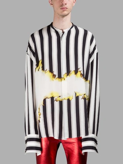 Haider Ackermann Oversized Stripes Printed Silk Shirt, Black/white