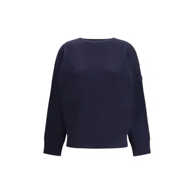 Chloé Chloe Dark Blue Wool Blend Sweater In Blue