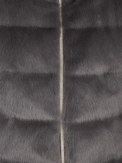 Herno Quilted Faux Fur Down Jacket In Black