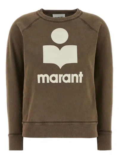 Isabel Marant Long-sleeve Graphic Sweatshirt With Vintage Wash In Brown