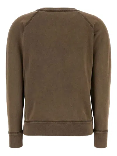 Isabel Marant Long-sleeve Graphic Sweatshirt With Vintage Wash In Brown
