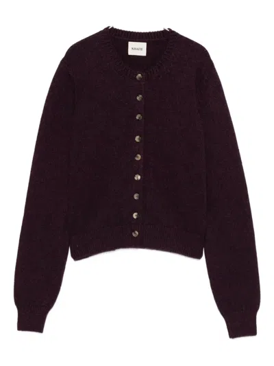 Khaite Everheart Cashmere Knit Cardigan In Purple
