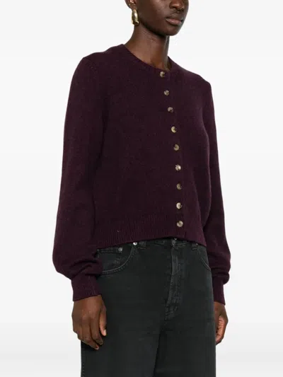 Khaite Everheart Cashmere Knit Cardigan In Purple