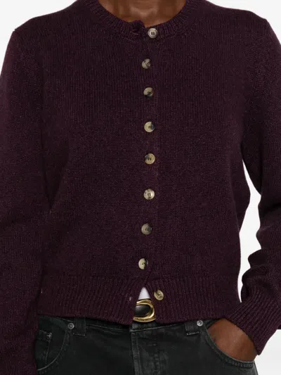 Khaite Everheart Cashmere Knit Cardigan In Purple