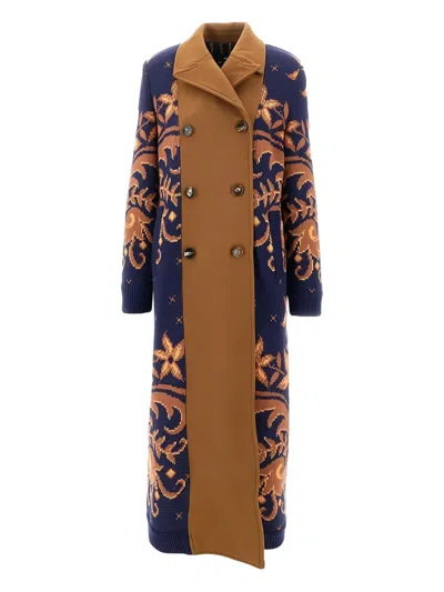 花卉图案双排扣外套