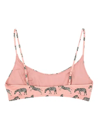 Mc2 Saint Barth "judy" Scoop Neckline Zebra Print Bikini Top In Pink