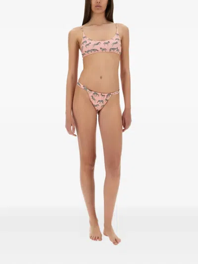 Mc2 Saint Barth "judy" Scoop Neckline Zebra Print Bikini Top In Pink