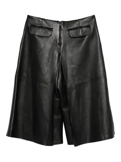 David Koma Leather Culottes In Black