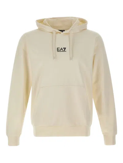 Ea7 Logo-print Hoodie In Neutral