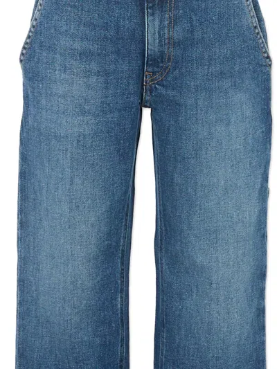 纽扣细节牛仔裤