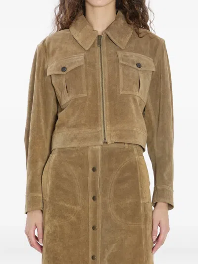 Arma Pointed-collar Zip-front Jacket In Gray