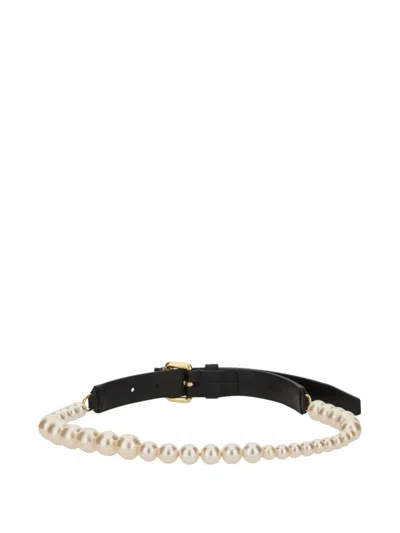 Moschino Couture Belt With Pearls In Black