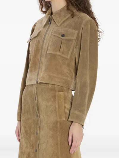 Arma Pointed-collar Zip-front Jacket In Gray