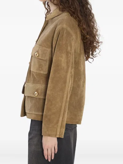 Arma Pointed-collar Flap-pocket Jacket In Brown