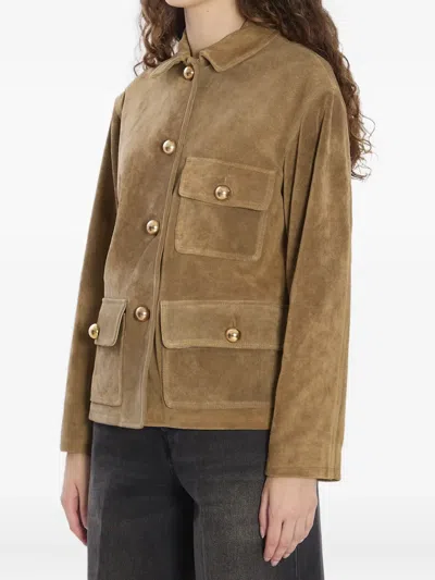 Arma Pointed-collar Flap-pocket Jacket In Brown
